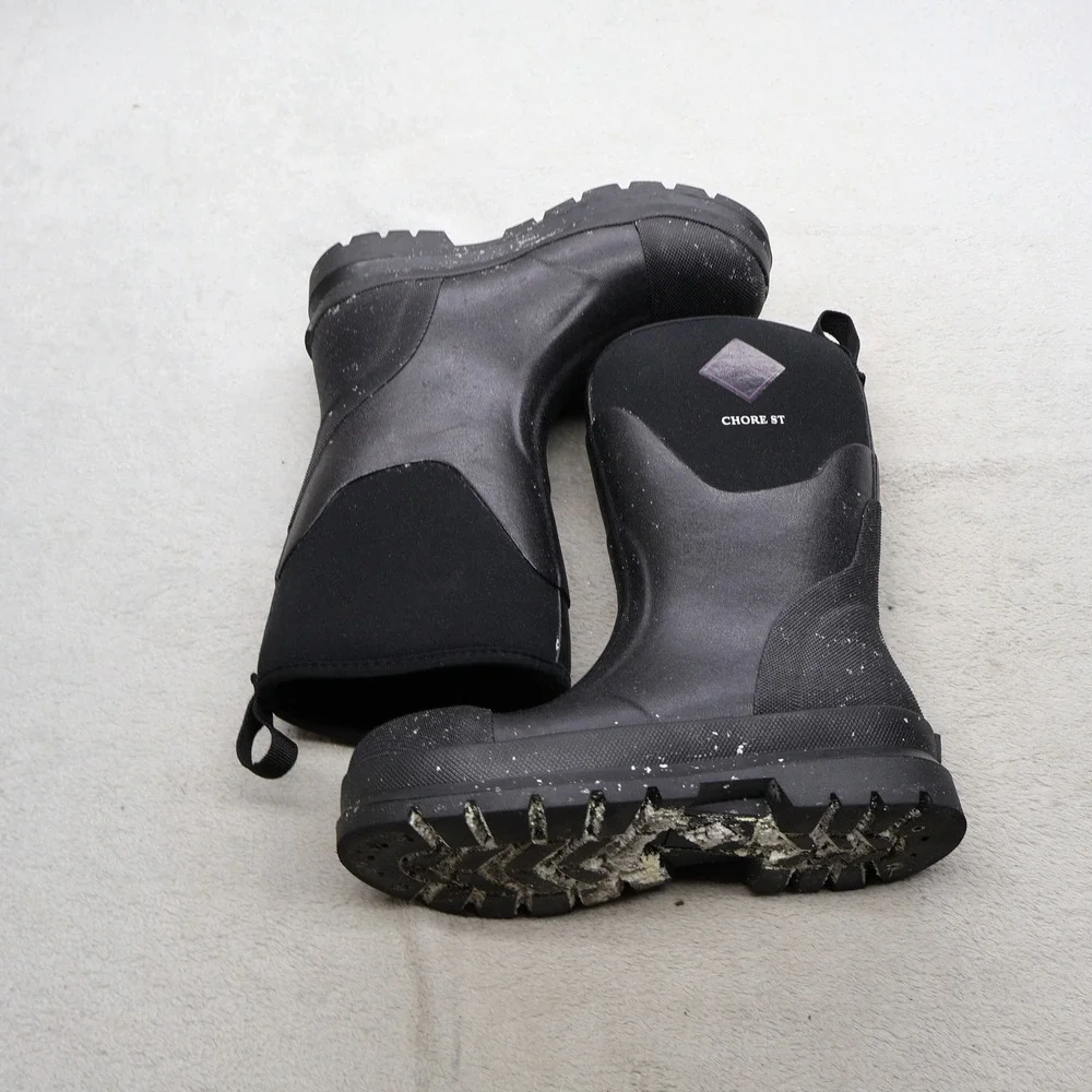 Muck Boot Women 5M Rain Boots Black Chore Mid Steel Toe Protective MCMPW00